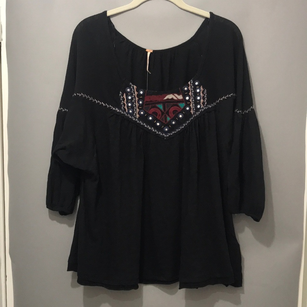 Free People Women’s Black Boho Top Size Large